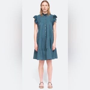 Sea New York Blue Ruffle Sleeve Dress